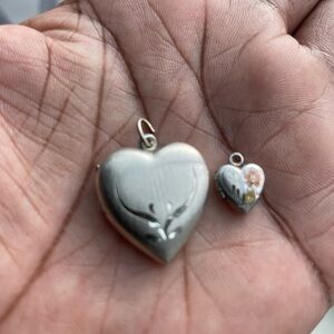 Sterling Silver Heart Locket Pendant Set